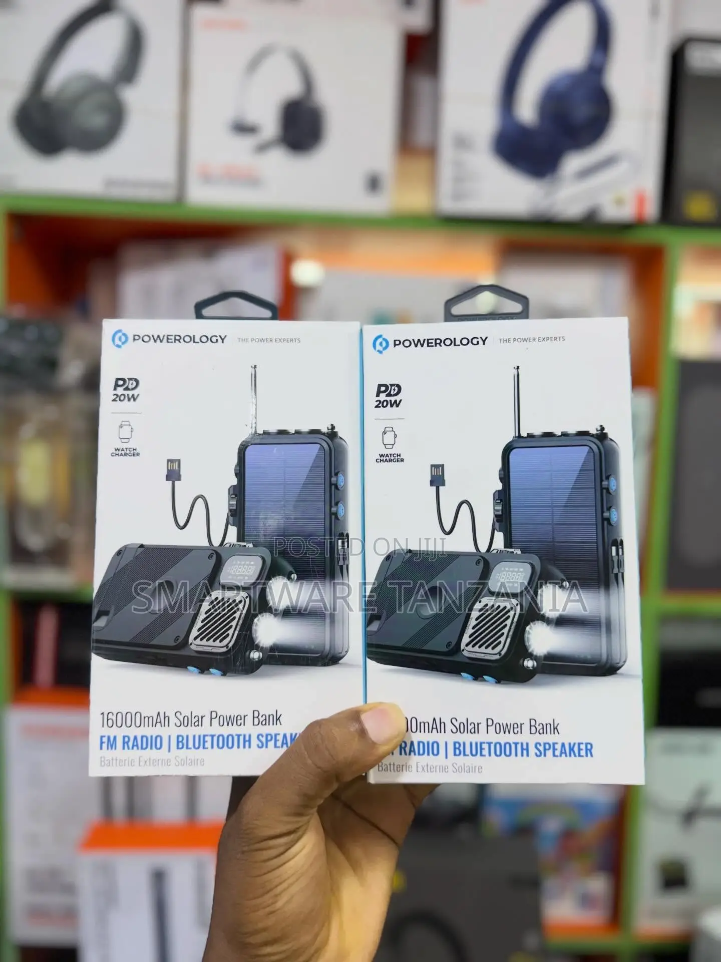 Powerology 16000mAh Solar Power Bank With FM Radio, Bluetooth Speaker
