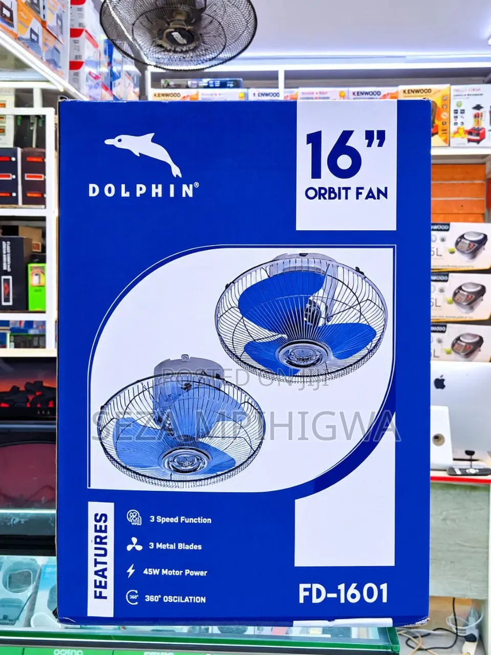 ​Dolphin 16" Orbit Fan (360° Oscillation) - Feni Ya Darajani/Ceiling
