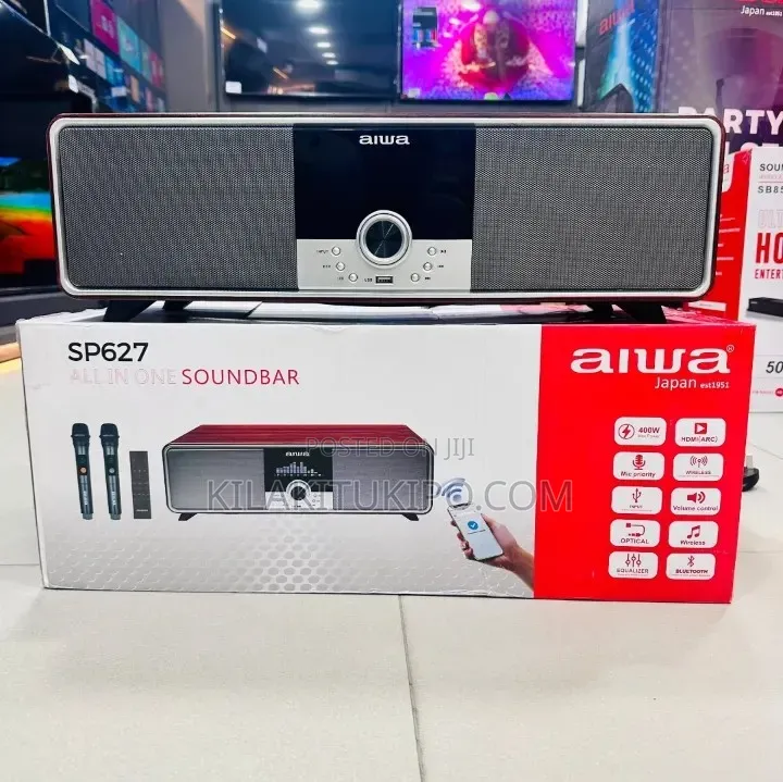 Aiwa SP627 Portable Soundbar 400W With 2 Wireless Mics