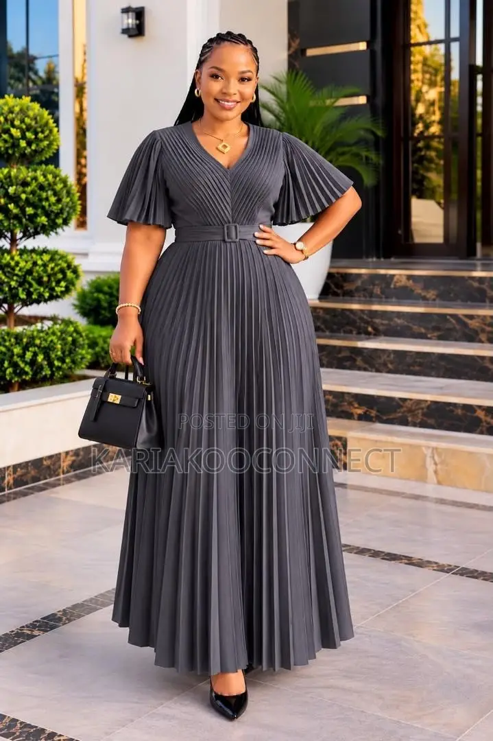 Graceful Waist-Belt Maxi Dress