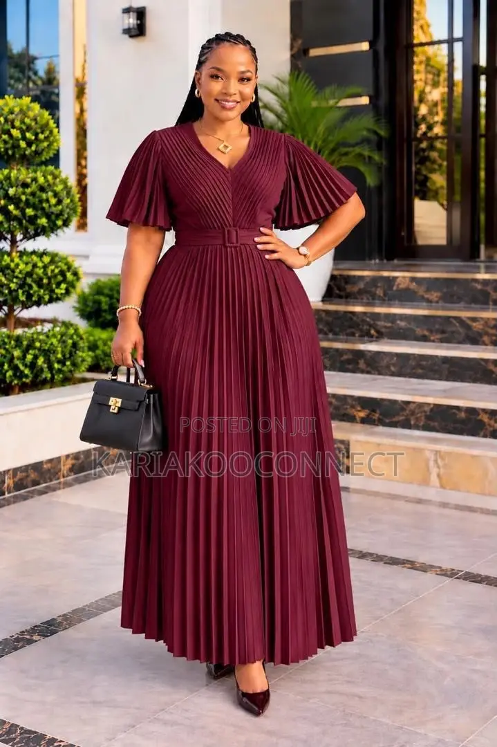 Graceful Waist-Belt Maxi Dress