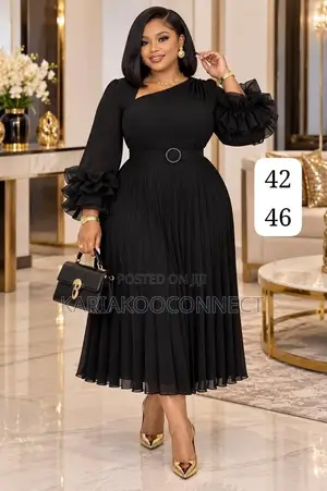 Ruffle Sleeve Pleated Midi Dress