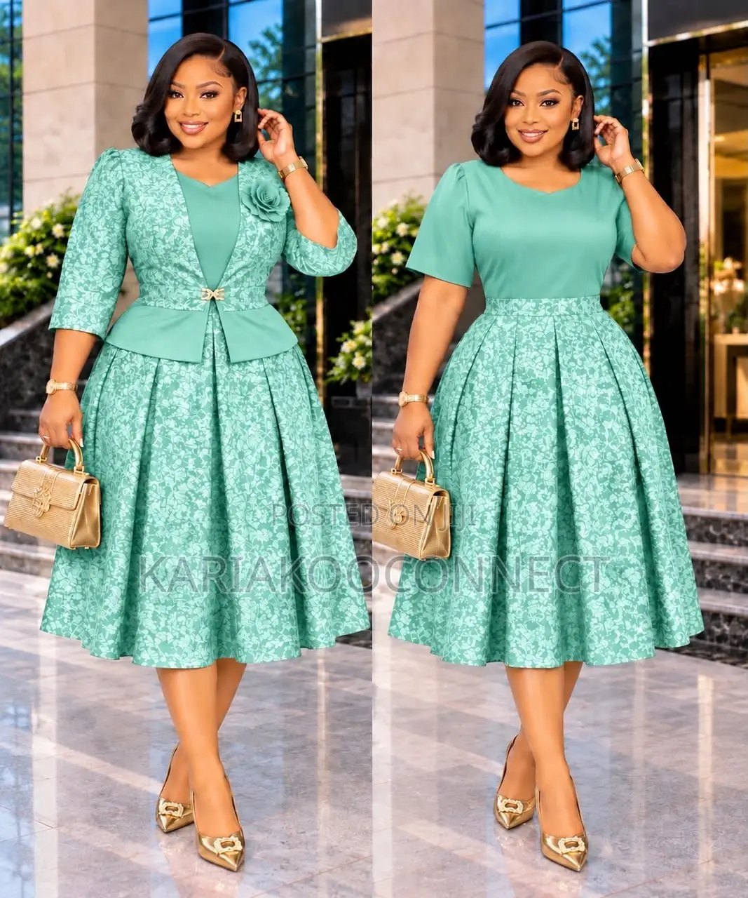 Two-Piece Jacquard Midi Dress