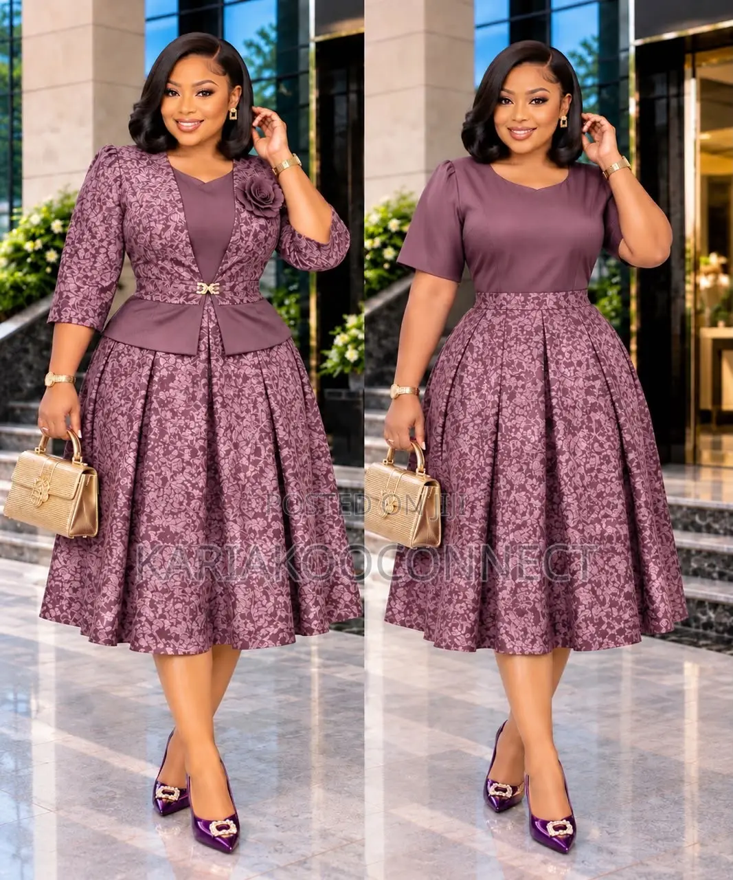 Two-Piece Jacquard Midi Dress