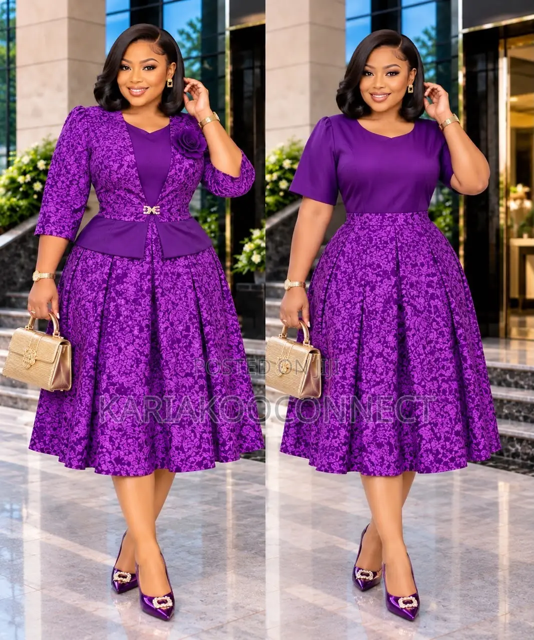 Two-Piece Jacquard Midi Dress