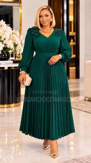 Long Sleeve Pleated Maxi Dress