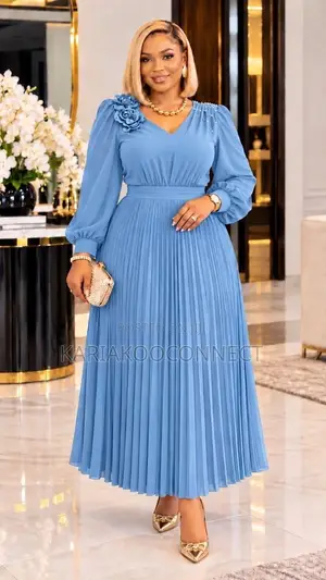 Long Sleeve Pleated Maxi Dress
