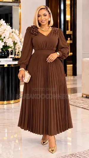 Long Sleeve Pleated Maxi Dress