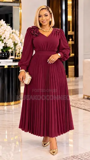 Long Sleeve Pleated Maxi Dress