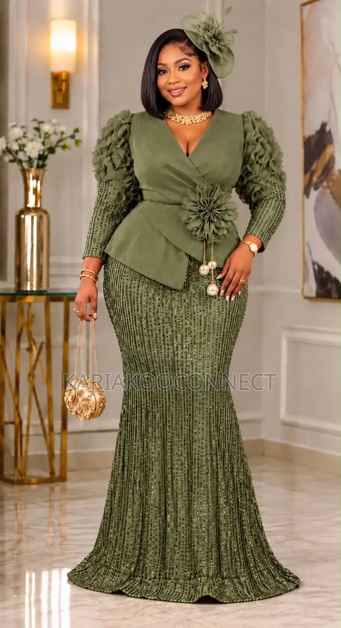 Sequin Flower Mermaid Gown
