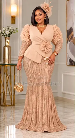 Sequin Flower Mermaid Gown