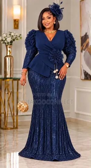 Sequin Flower Mermaid Gown