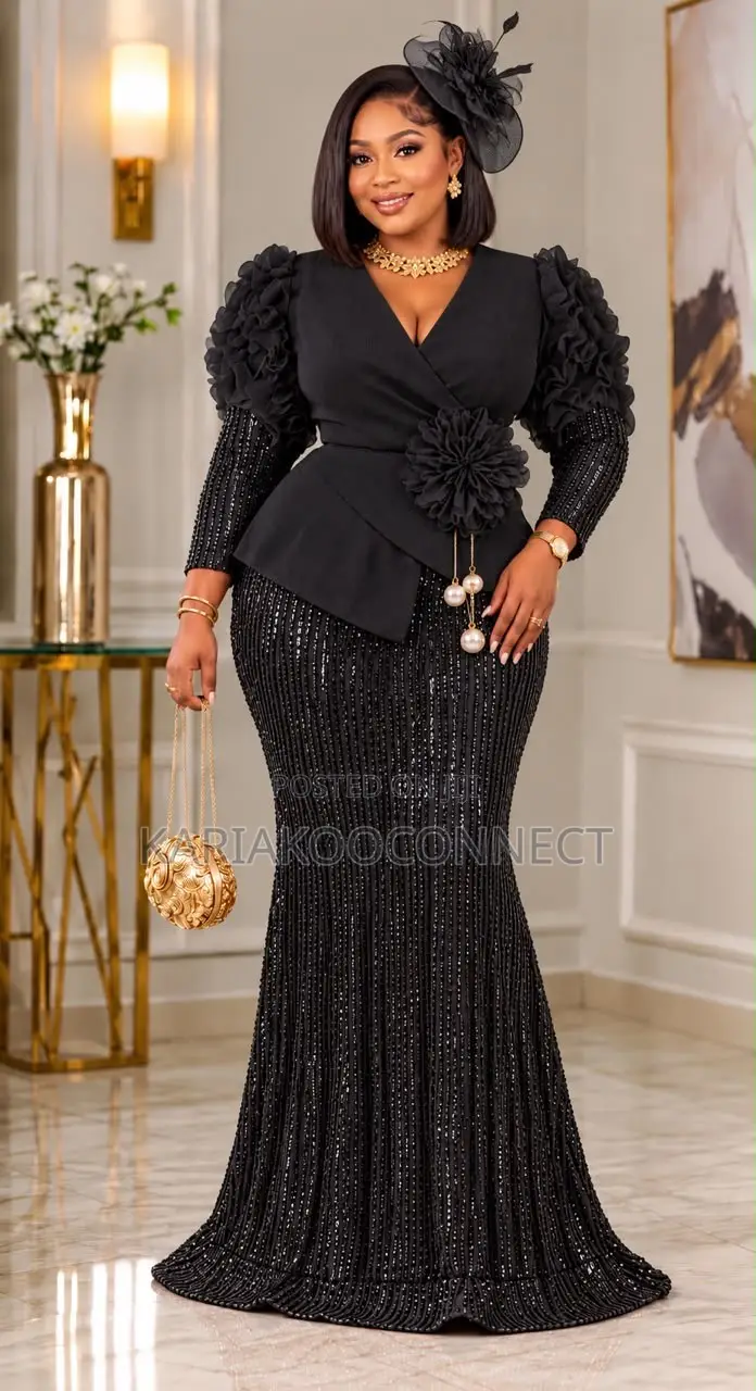 Sequin Flower Mermaid Gown