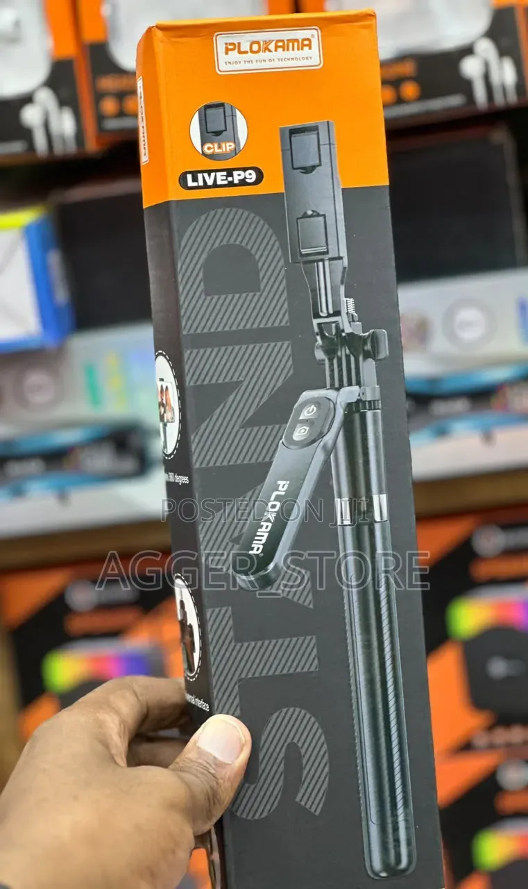 Plokama LIVE-P9 Pro Tripod Stand and Bluetooth Selfie Stick
