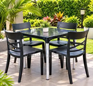 Restaurant Black Table With 4 Chairs