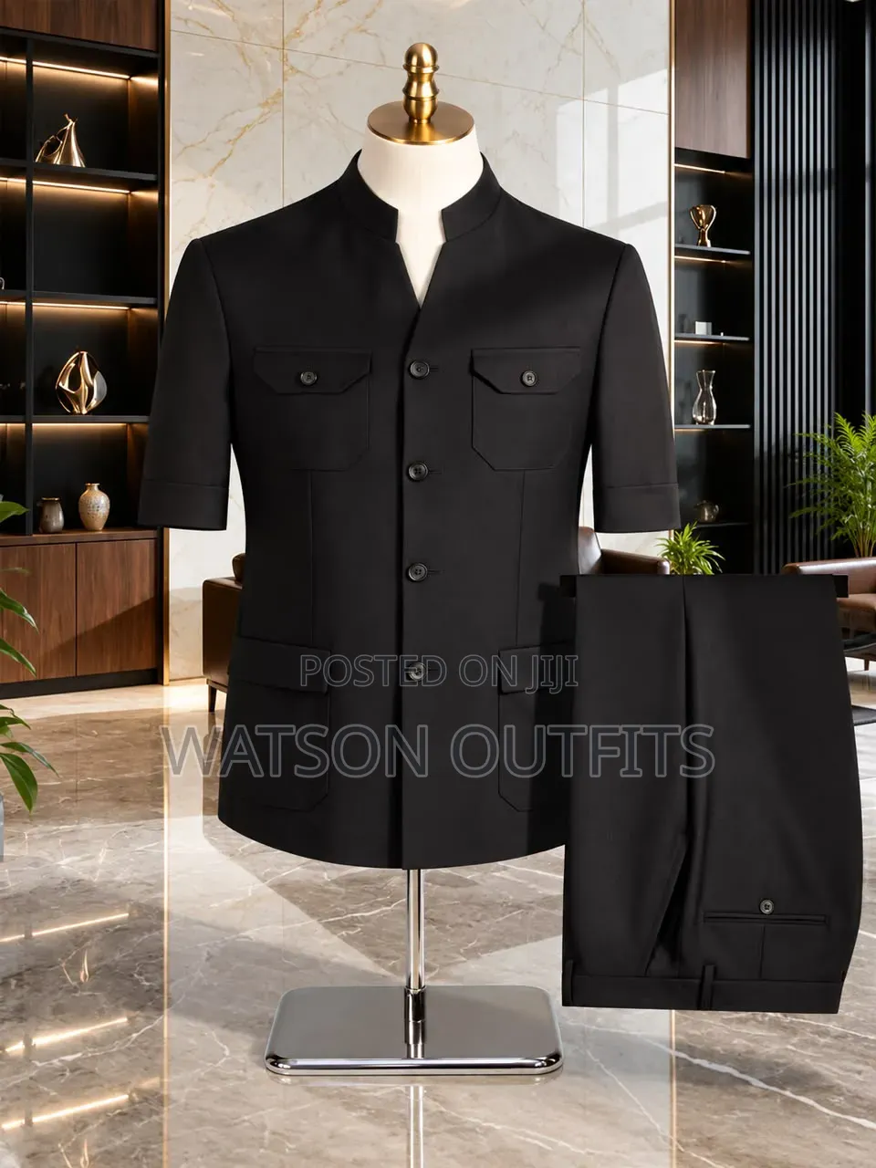 Men's Suits Safari Suti in Long-and Short-Sleeved Design