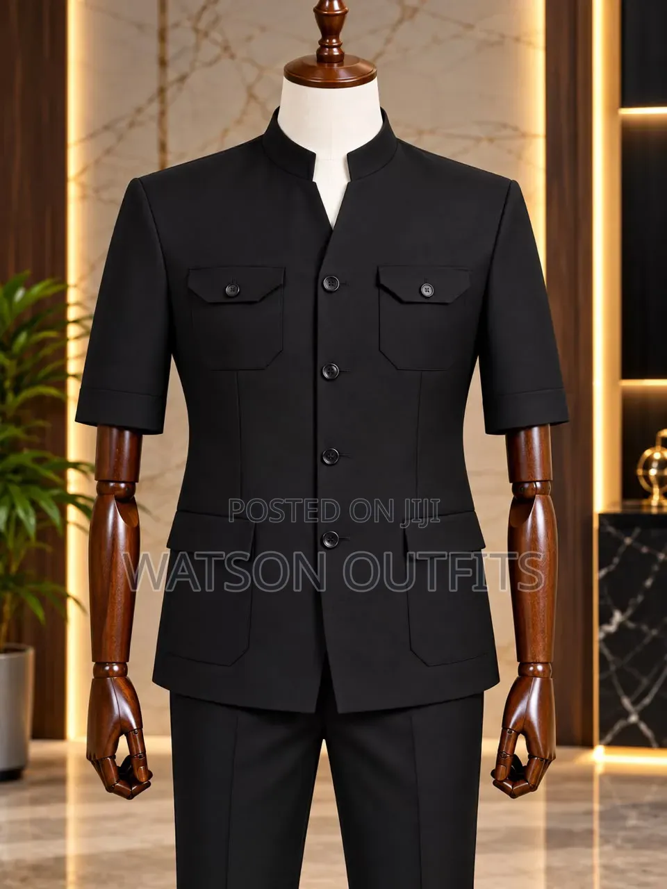 Men's Suits Safari Suti in Long-and Short-Sleeved Design