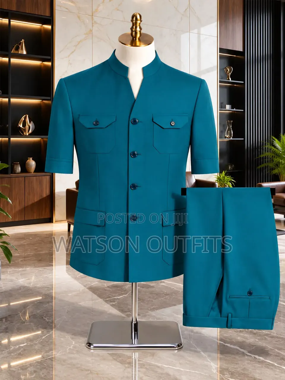 Men's Suits Safari Suti in Long-and Short-Sleeved Design