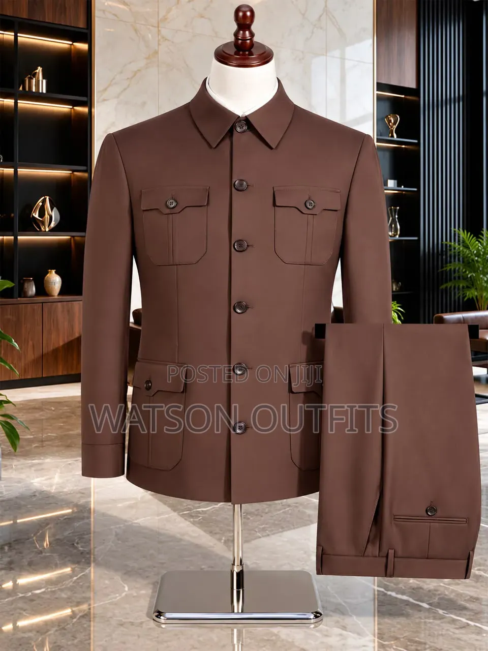 Men's Suits Safari Suti in Long-and Short-Sleeved Design