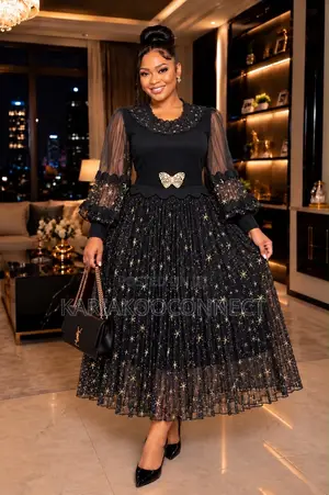 Pleated Maxi Dress With Star Sparkle Overlay
