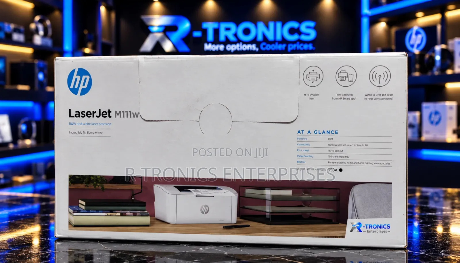 HP LaserJet M111w Compact Wireless Black-and-White Laser Printer.