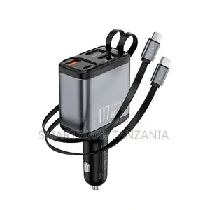 Wiwu Exeed A+2C+L Fast Car Charger, 117W Output, Retractable Cable