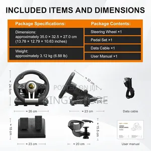 PXN V3 Pro Gaming Steering Wheel With Pedals for PC, PS4, Xbox