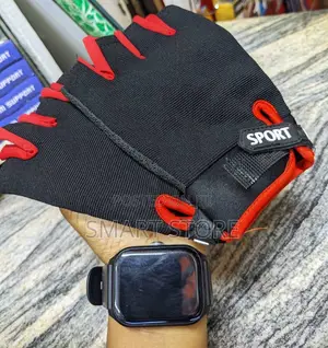 Black and Red Fingerless Workout Gloves