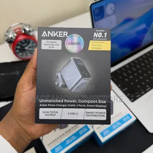 Anker Prime Charger (160w, 3 Ports, Smart Display) + Free Cable