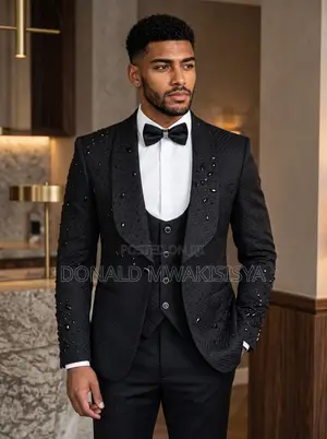 *Luxury Black Diamond Tuxedo - 3 Piece