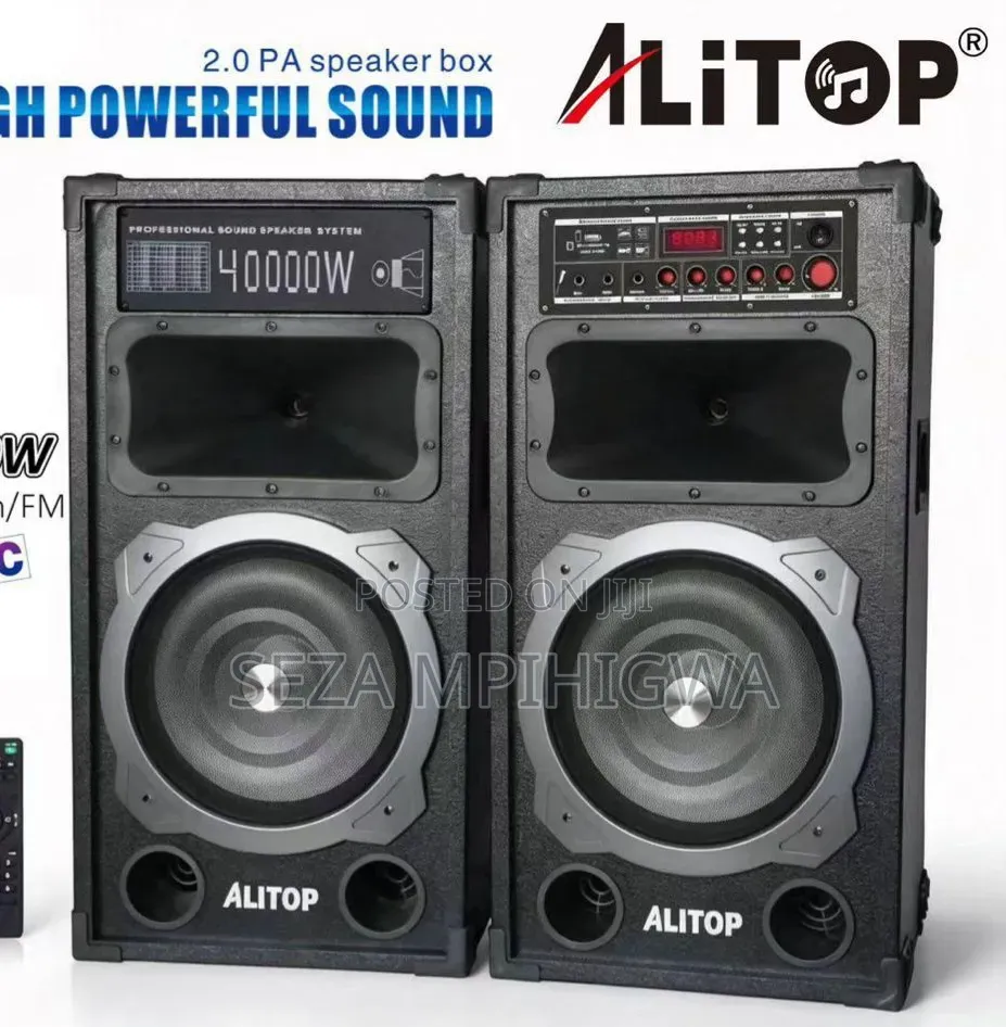 ALITOP 2.0 PA Speaker Box System 40000W - Bluetooth, FM & Wireless Mic