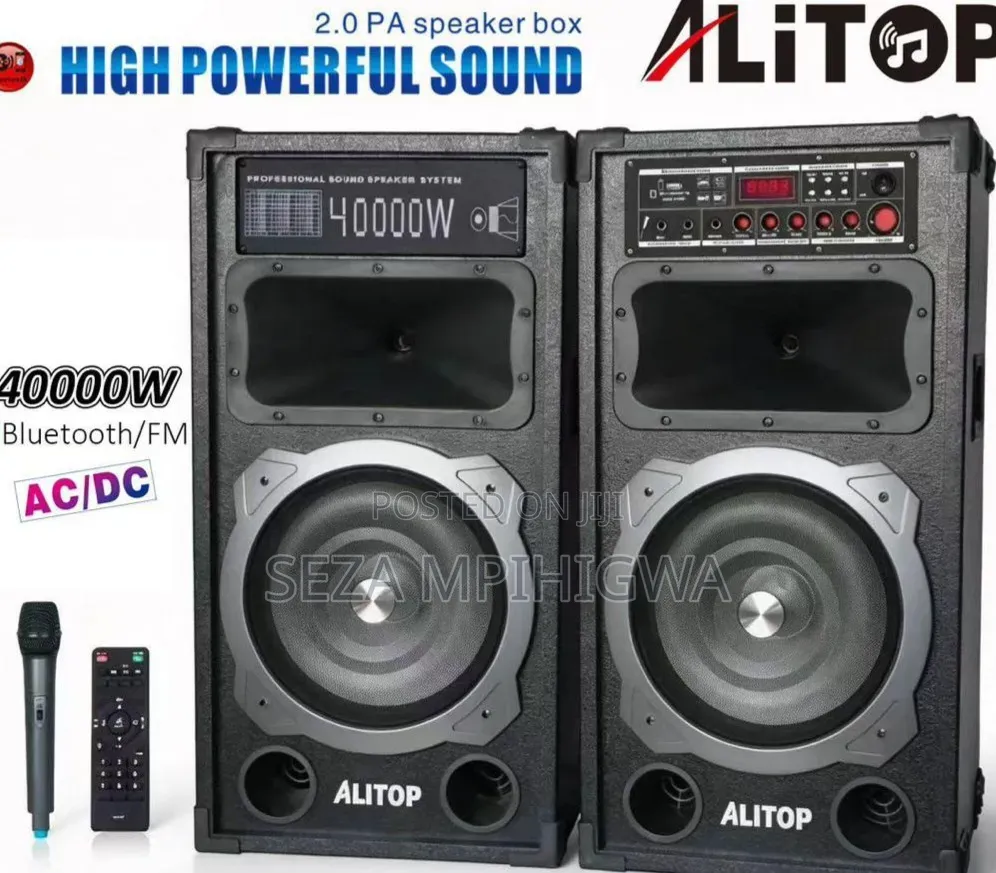 ALITOP 2.0 PA Speaker Box System 40000W - Bluetooth, FM & Wireless Mic