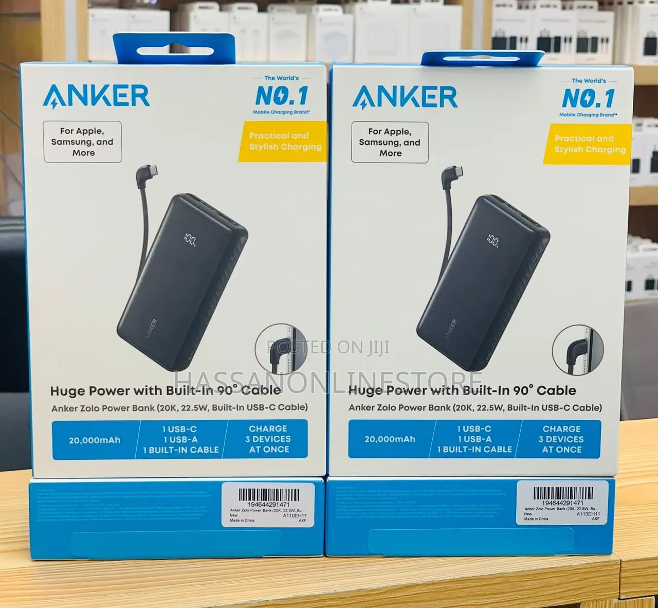 Anker A110eh11 20000mah 22.5w Power With Built-in USB-C Cable