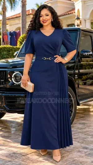 Elegant v-Neck Pleated Maxi Dress With Belt Detail
