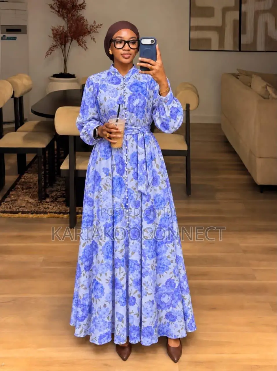Floral Button-Front Chiffon Maxi Dress