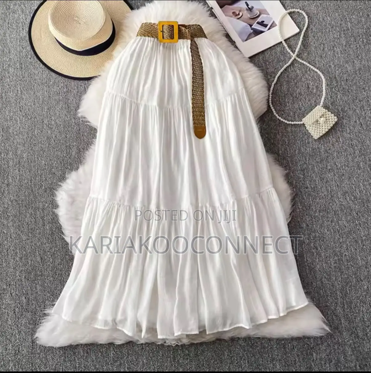 Tiered Maxi Skirt With Woven Belt
