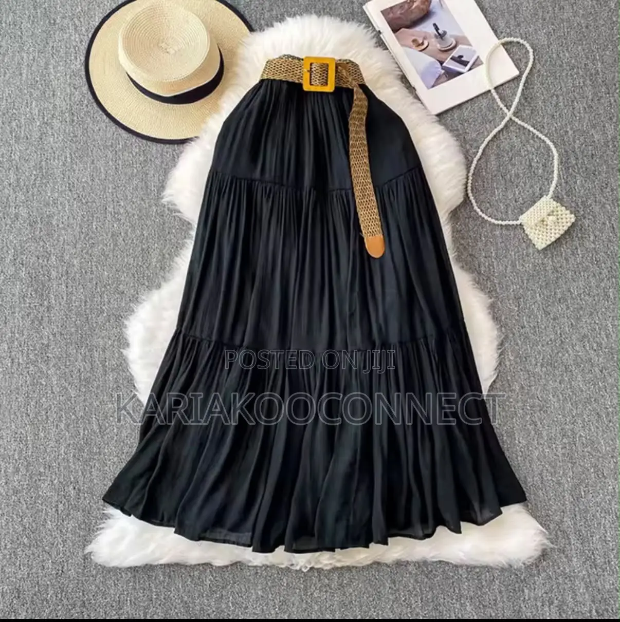 Tiered Maxi Skirt With Woven Belt