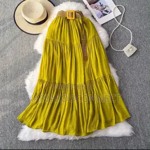 Tiered Maxi Skirt With Woven Belt