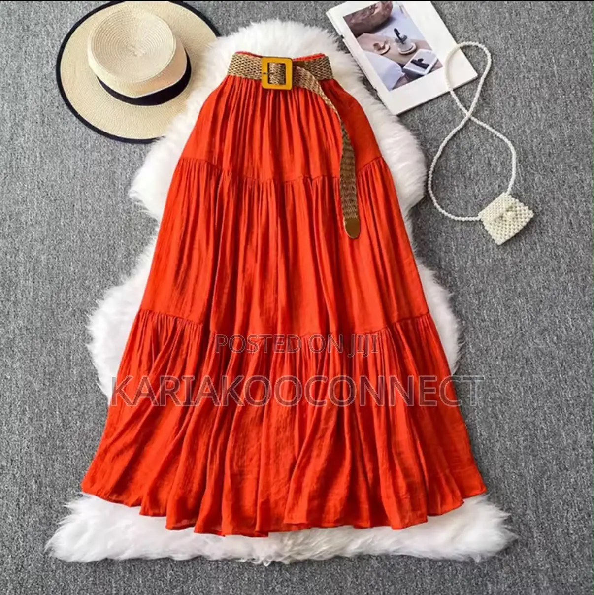Tiered Maxi Skirt With Woven Belt