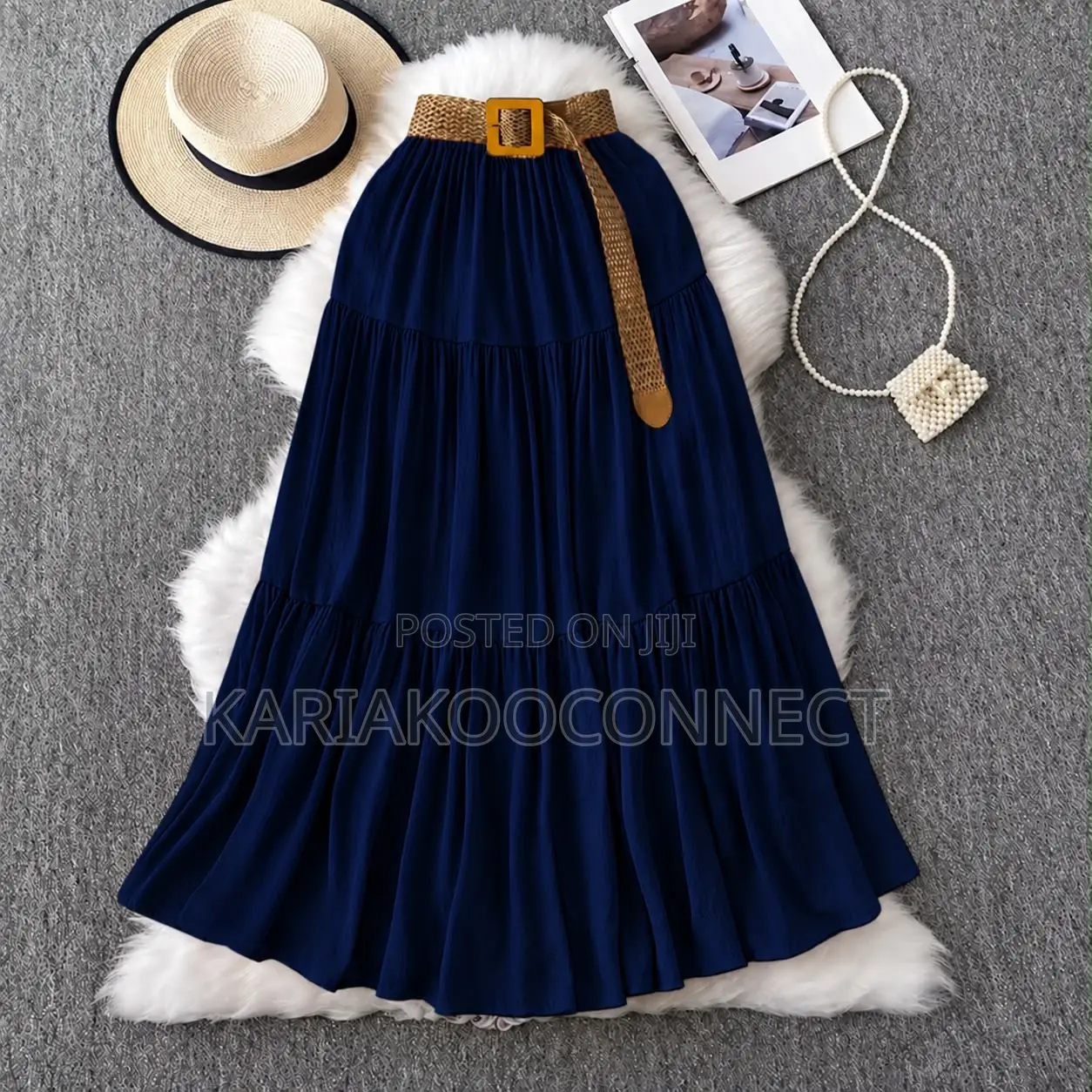 Tiered Maxi Skirt With Woven Belt