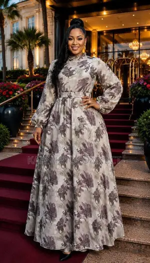 Elegant Printed Maxi Dress With Belt
