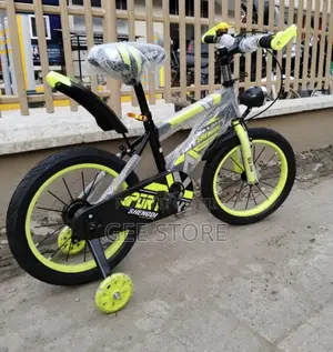 Black and Neon-Yellow Shengdi Children's Training Bicycle