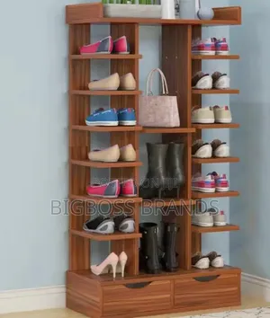 Multi-Layer Vertical Wooden Shoe Rack (Model: JN-109 121 × 24 × 66 Cm)
