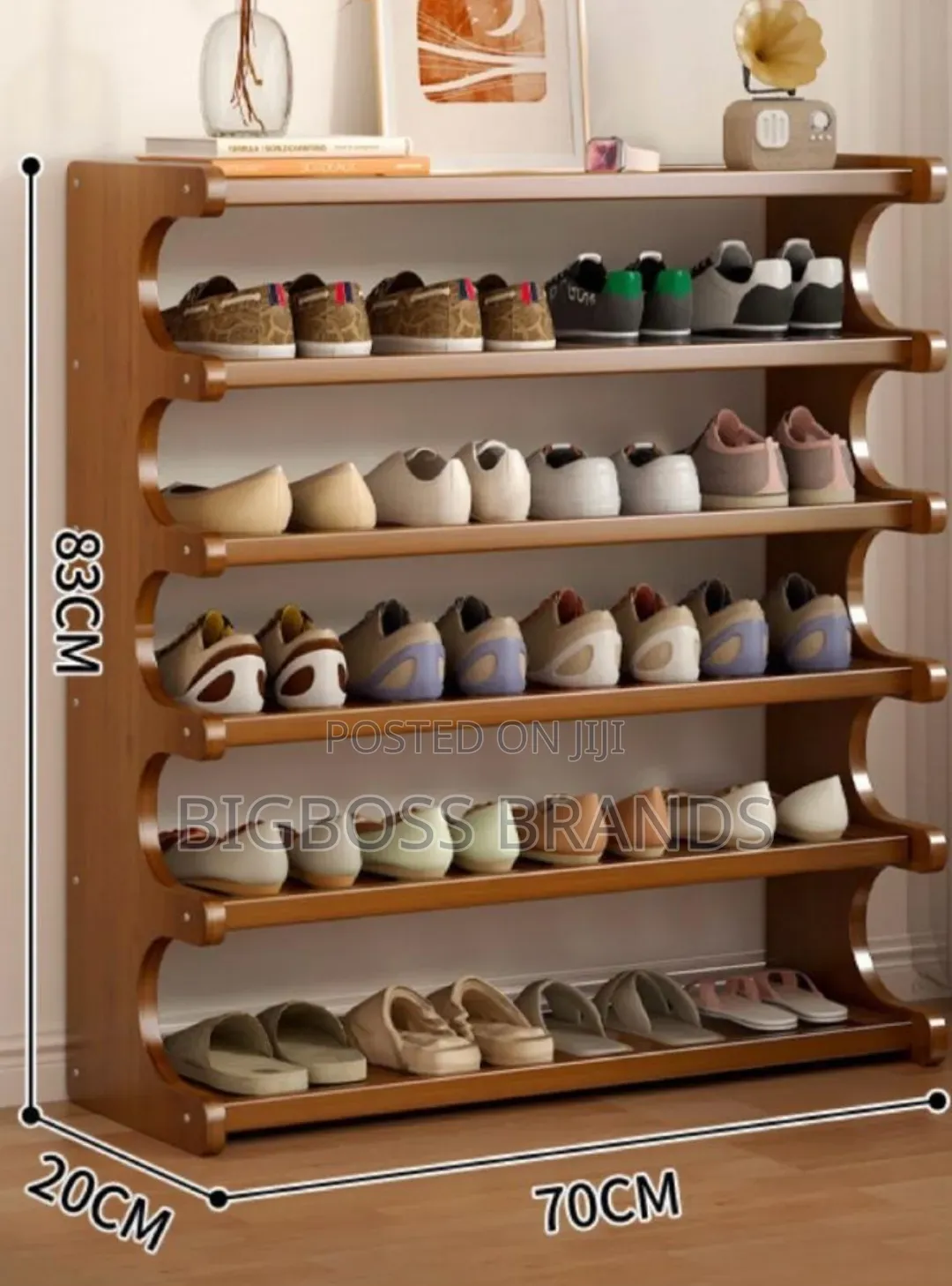 5-Tier Wooden Shoe Rack 83cm X 70cm