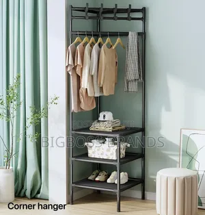 Corner Garment Rack and Shoe Organizer