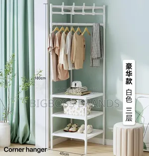 Corner Garment Rack and Shoe Organizer