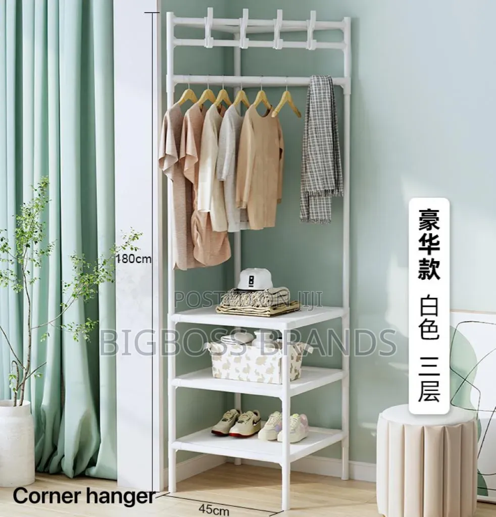 Corner Garment Rack and Shoe Organizer