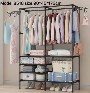 Freestanding Metal Garment Rack and Wardrobe Organizer (Model: 8518)