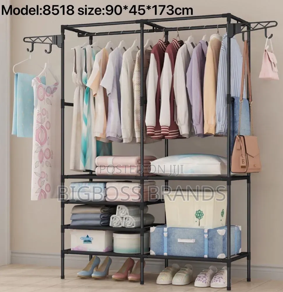 Freestanding Metal Garment Rack and Wardrobe Organizer (Model: 8518)