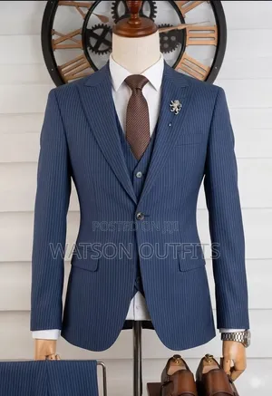 Men's Original Suits in STRIPED Airforce Blue and Gray Design
